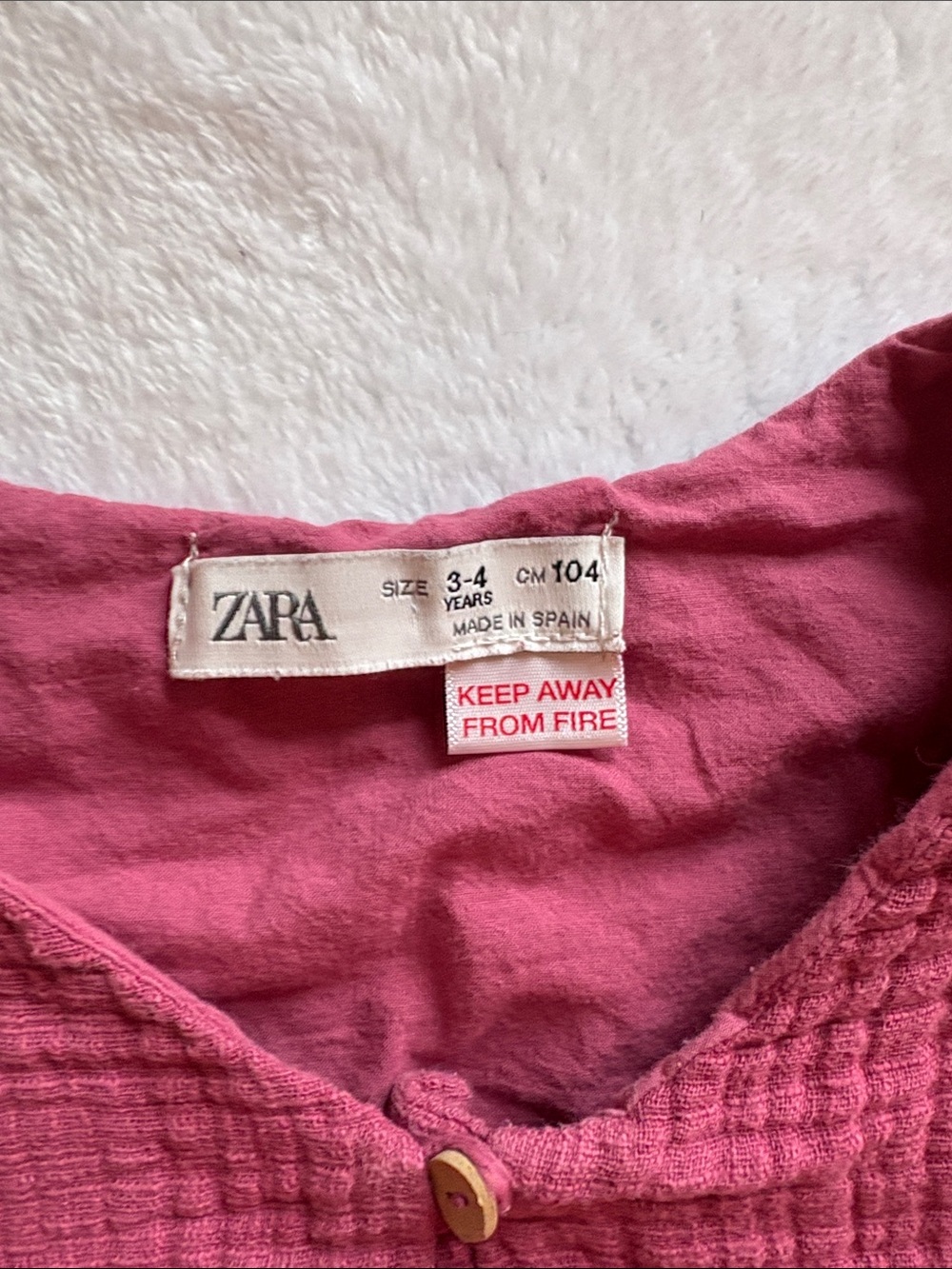 Zara 3T Raspberry Button-Front Gauze Dress - Picture 3 of 4